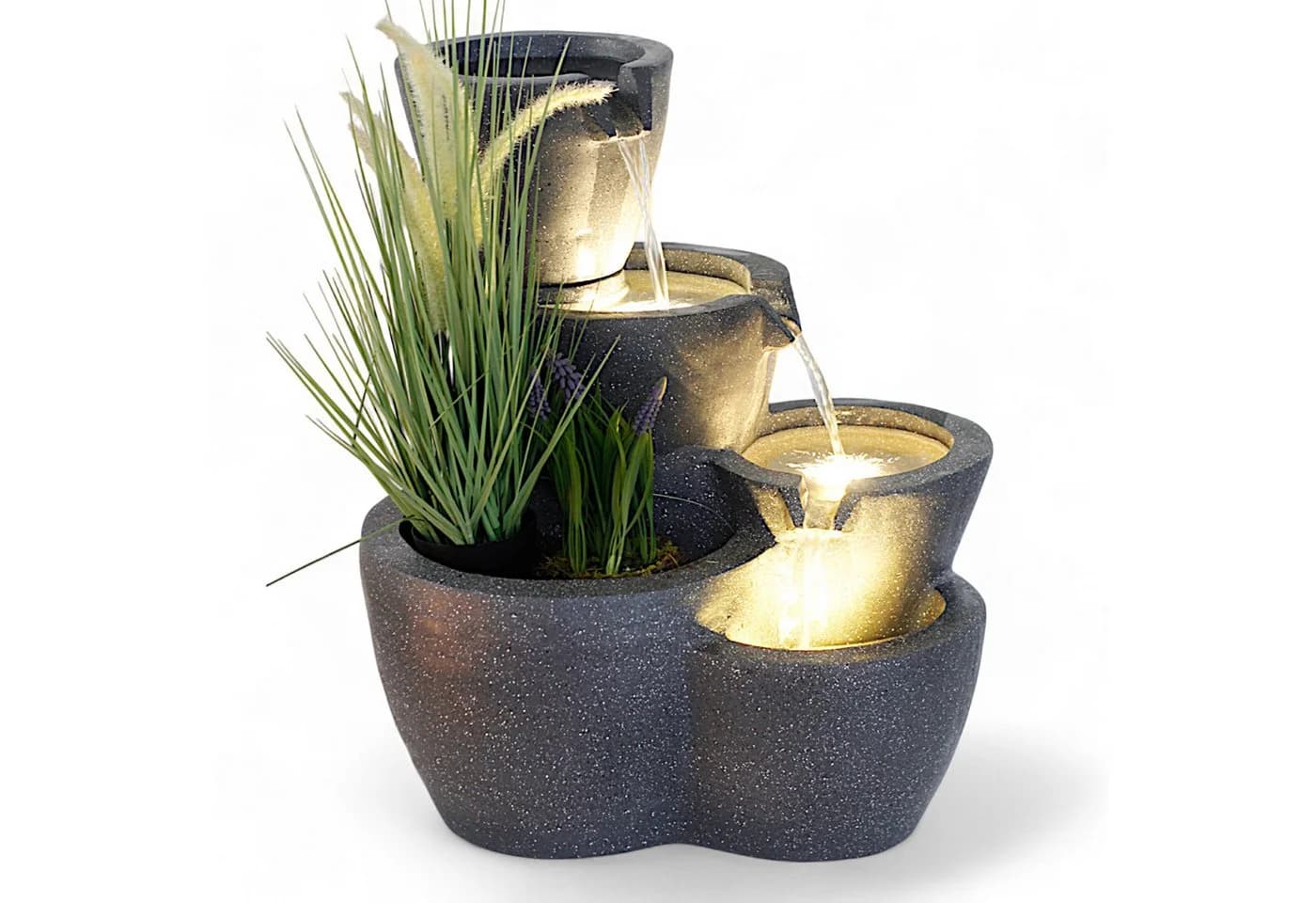 Arnusa Gartenbrunnen Botana Warm-Weiß Kaskade Bepflanzbar mit Beleuchtung - Bild 2