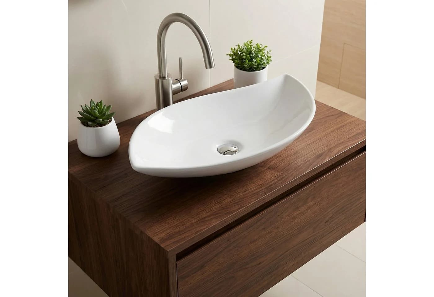 Arnusa Aufsatzwaschbecken Oval Weiß - Bild 2
