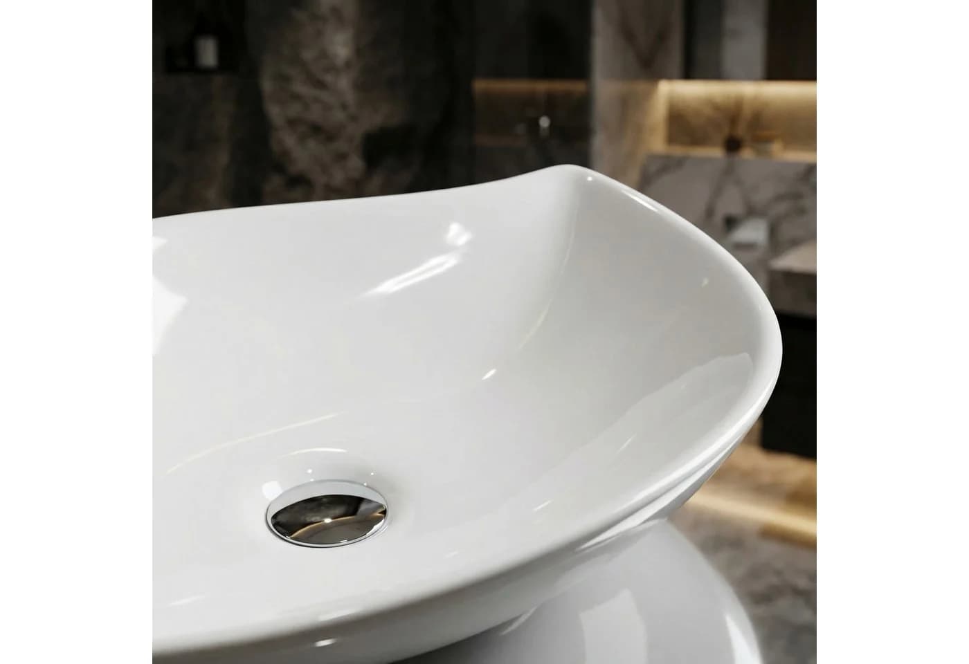 Arnusa Aufsatzwaschbecken Oval Weiß - Bild 5