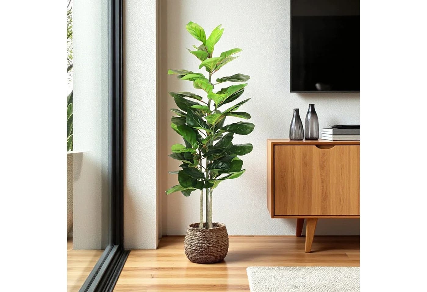 Arnusa Kunstpflanze Ficus Lyrata Real-Touch Grün