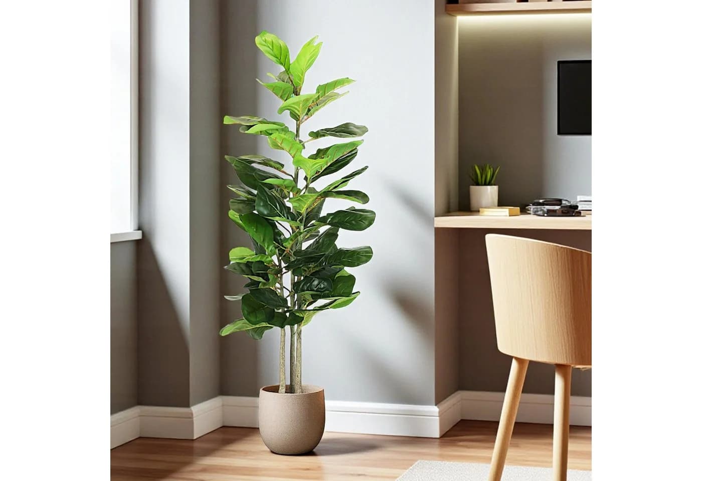 Arnusa Kunstpflanze Ficus Lyrata Real-Touch Grün - Bild 5