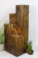 Arnusa Gartenbrunnen mit LED-Beleuchtung Holzoptik Bild 1