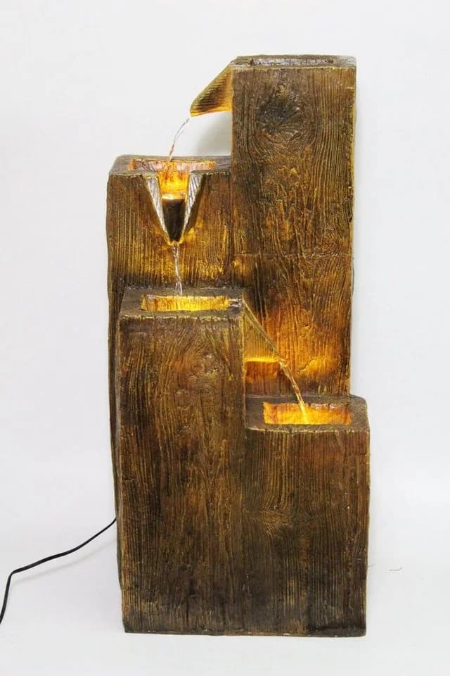 Arnusa Gartenbrunnen mit LED-Beleuchtung Holzoptik - Bild 4
