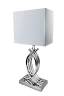 Arnusa Tischleuchte Modern Chrom Weiß Stoffschirm E27 Bild 2