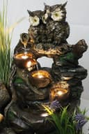 Arnusa Gartenbrunnen Eule mit LED Beleuchtung Polyresin Bild 1