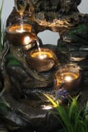 Arnusa Gartenbrunnen Eule mit LED Beleuchtung Polyresin Bild 3