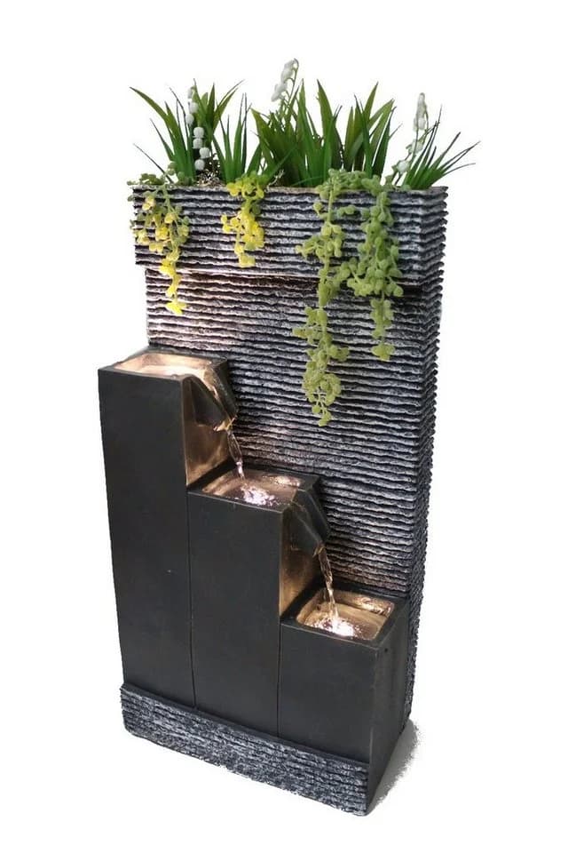 Arnusa Zimmerbrunnen BK845 mit LED-Beleuchtung Grau Polyresin - Bild 2