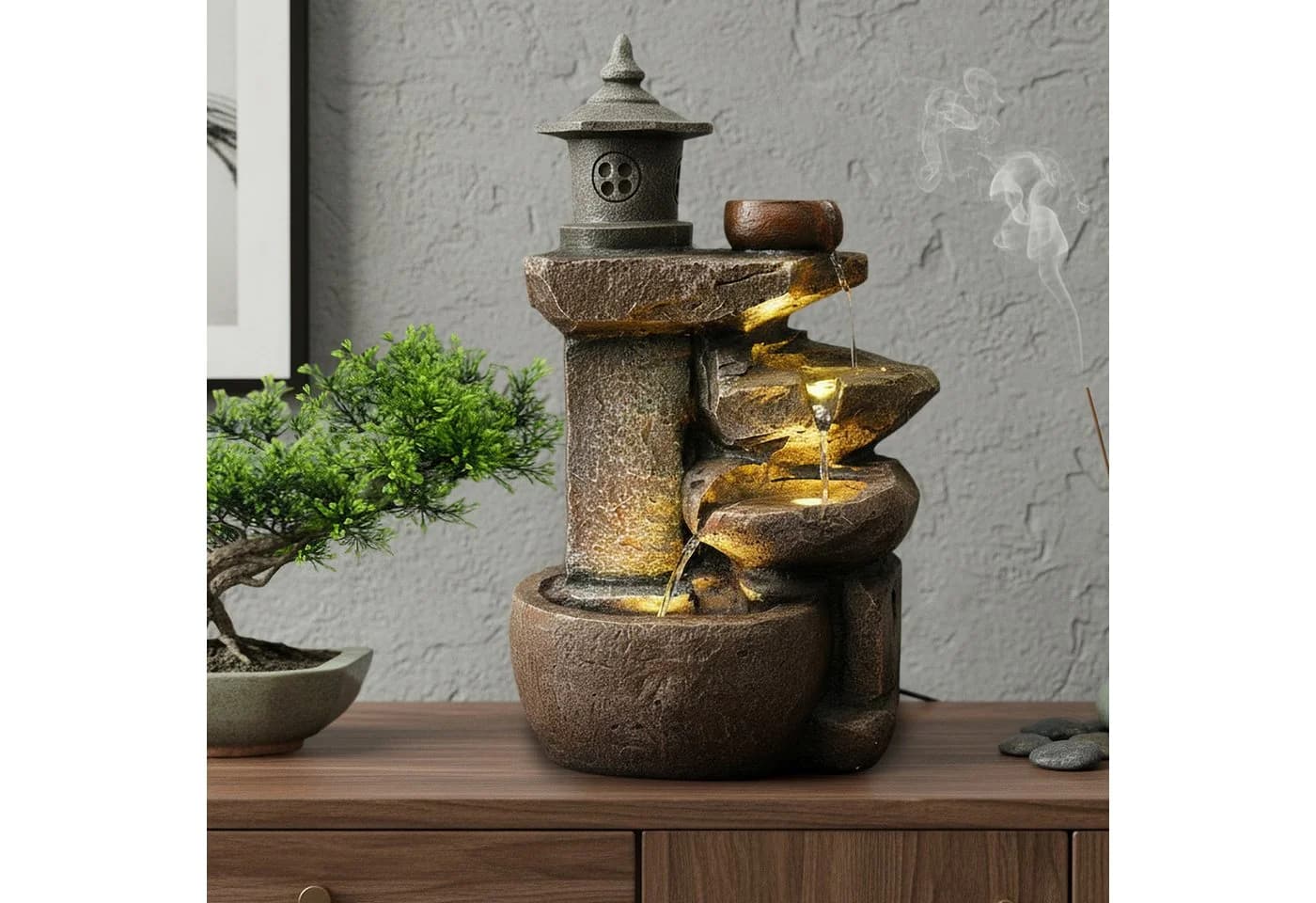 Arnusa Gartenbrunnen BK851 mit LED Beleuchtung Polyresin - Bild 4