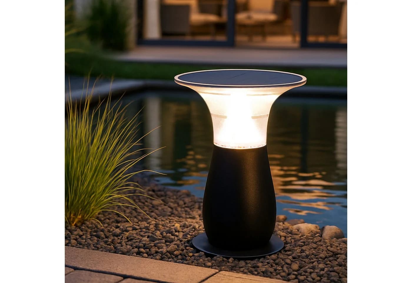 Arnusa LED Solarleuchte Gartenlampe Schwarz Duo Color - Bild 2