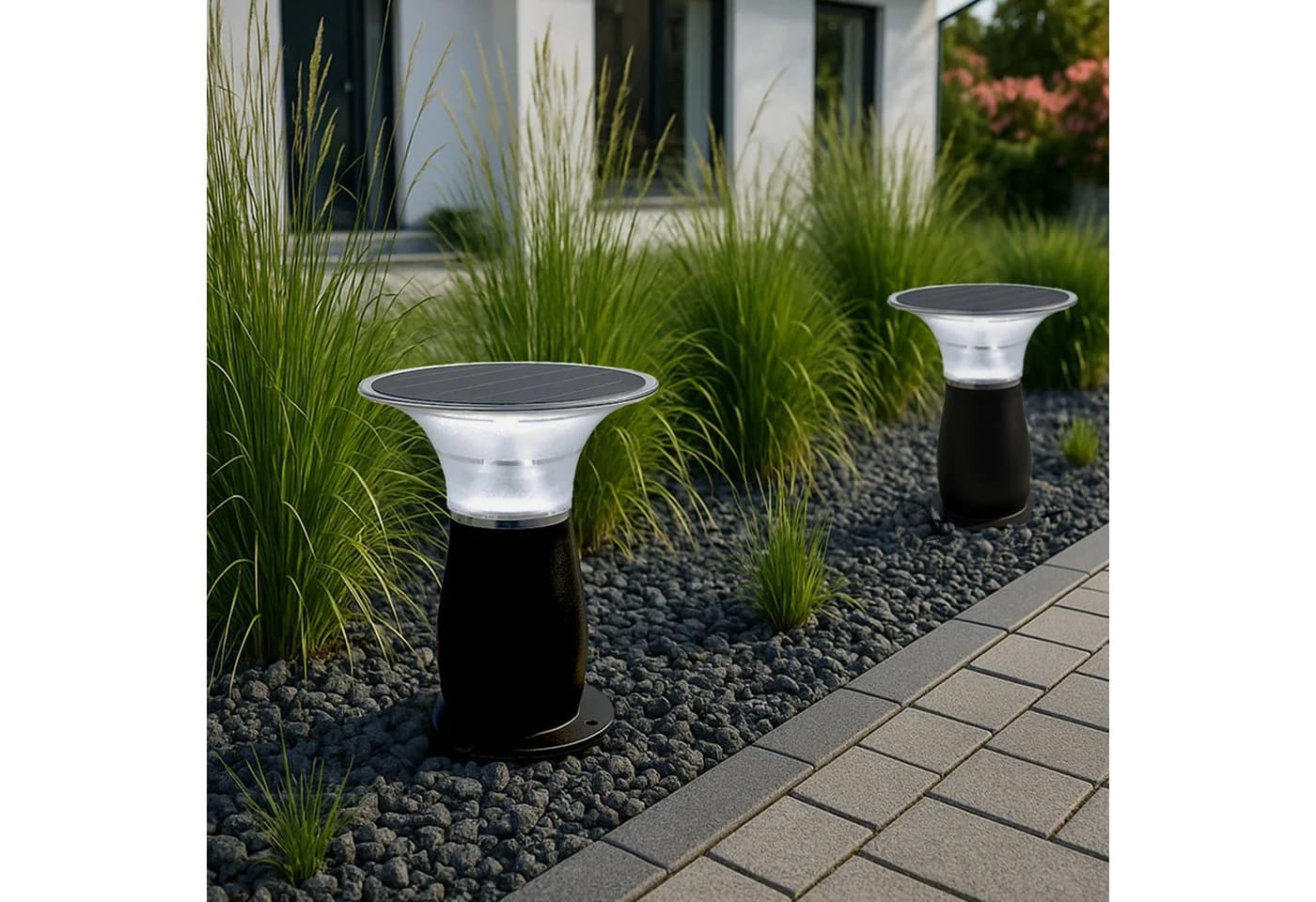 Arnusa LED Solarleuchte Gartenlampe Schwarz Duo Color - Bild 3