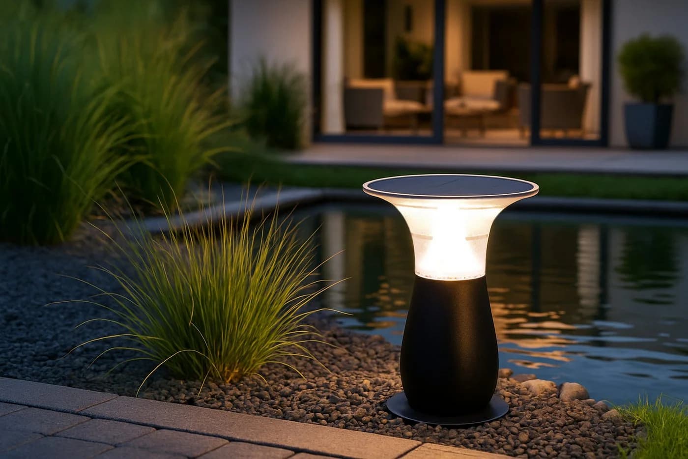 Arnusa LED Solarleuchte Gartenlampe Schwarz Duo Color - Bild 4