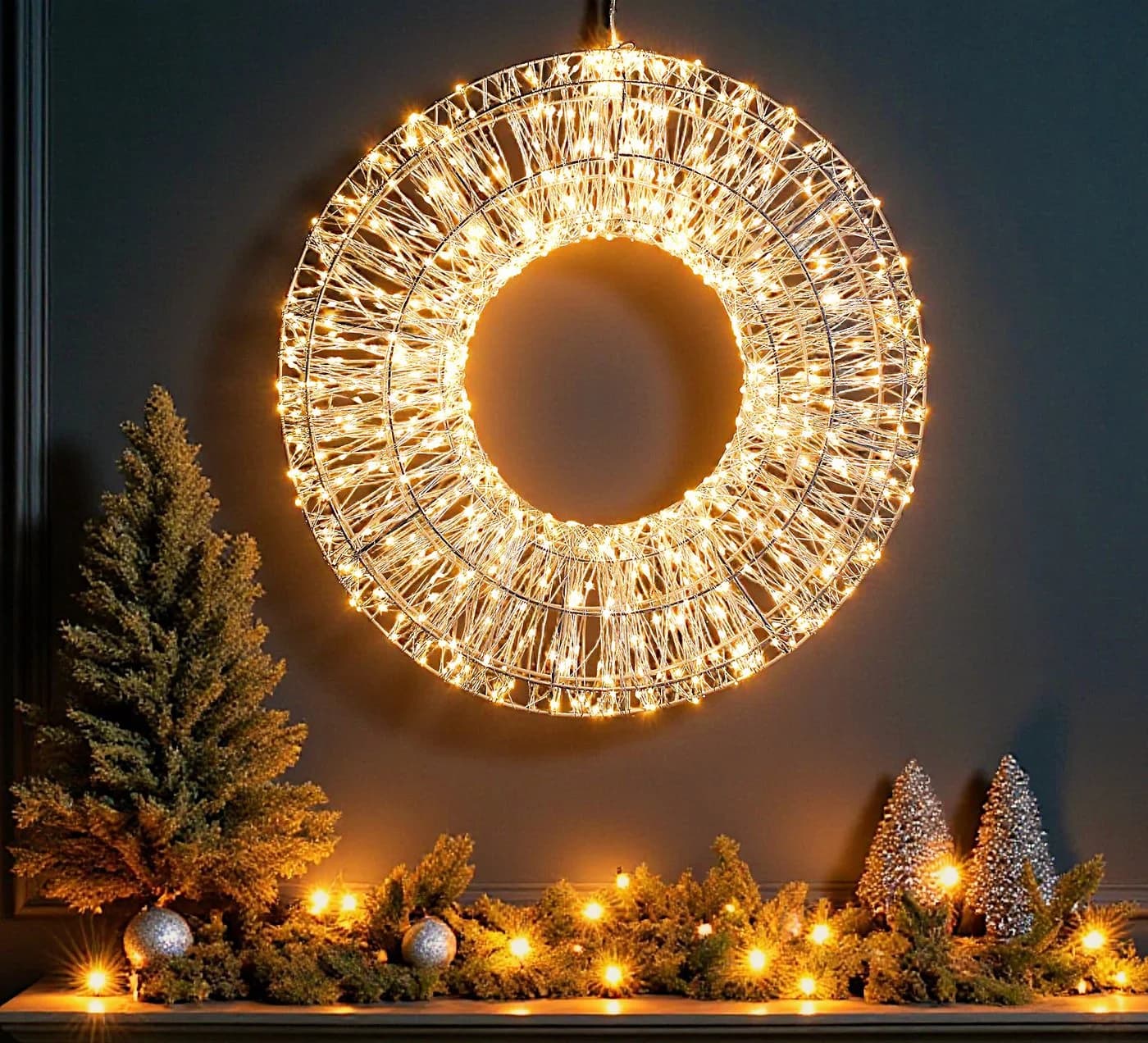 Arnusa LED Leuchtkranz 50cm 800 LEDs Warmweiß Timer - Bild 2