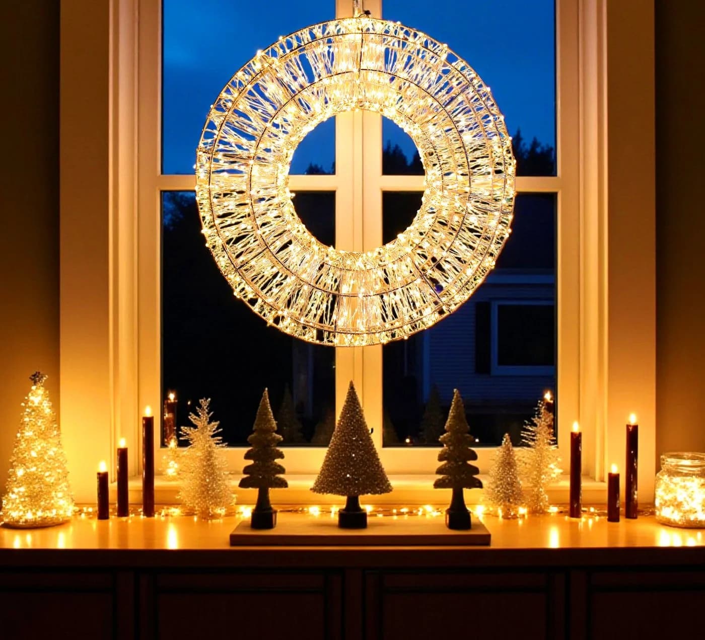 Arnusa LED Leuchtkranz 50cm 800 LEDs Warmweiß Timer - Bild 4