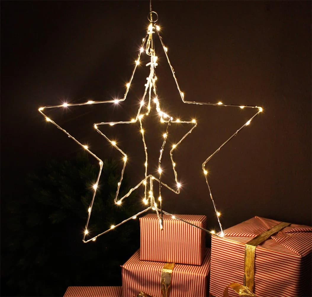 Arnusa LED Stern Leuchtstern 45cm mit Timer 90 LED warmweiß - Bild 5