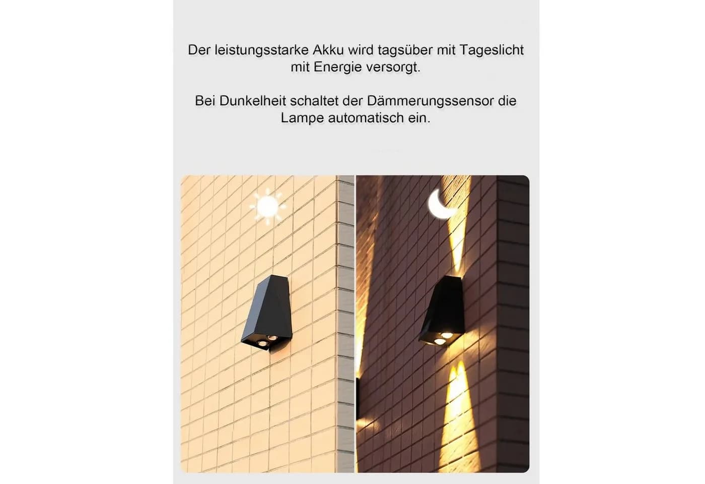 Arnusa LED Außen-Wandleuchte Solar Warmweiß Kabellos - Bild 4