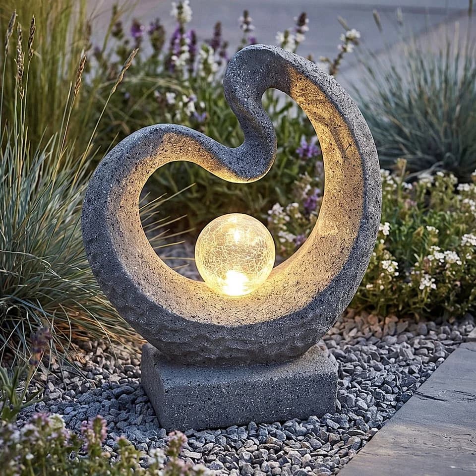 Arnusa LED Solarleuchte Gartenfigur Granit-Optik - Bild 2