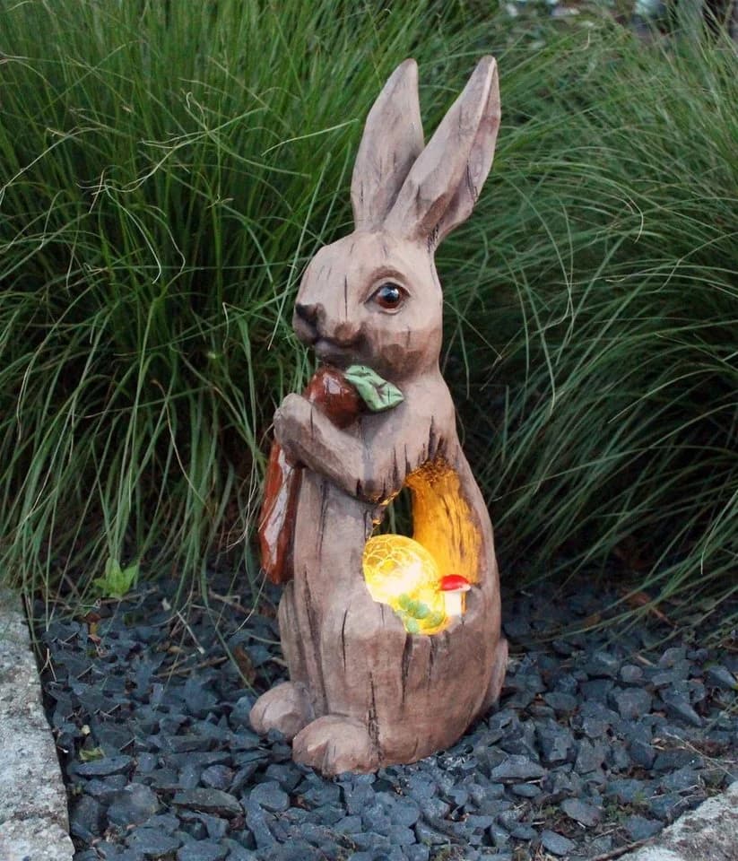 Arnusa Gartenfigur Hase 51 cm Solar LED Beleuchtung