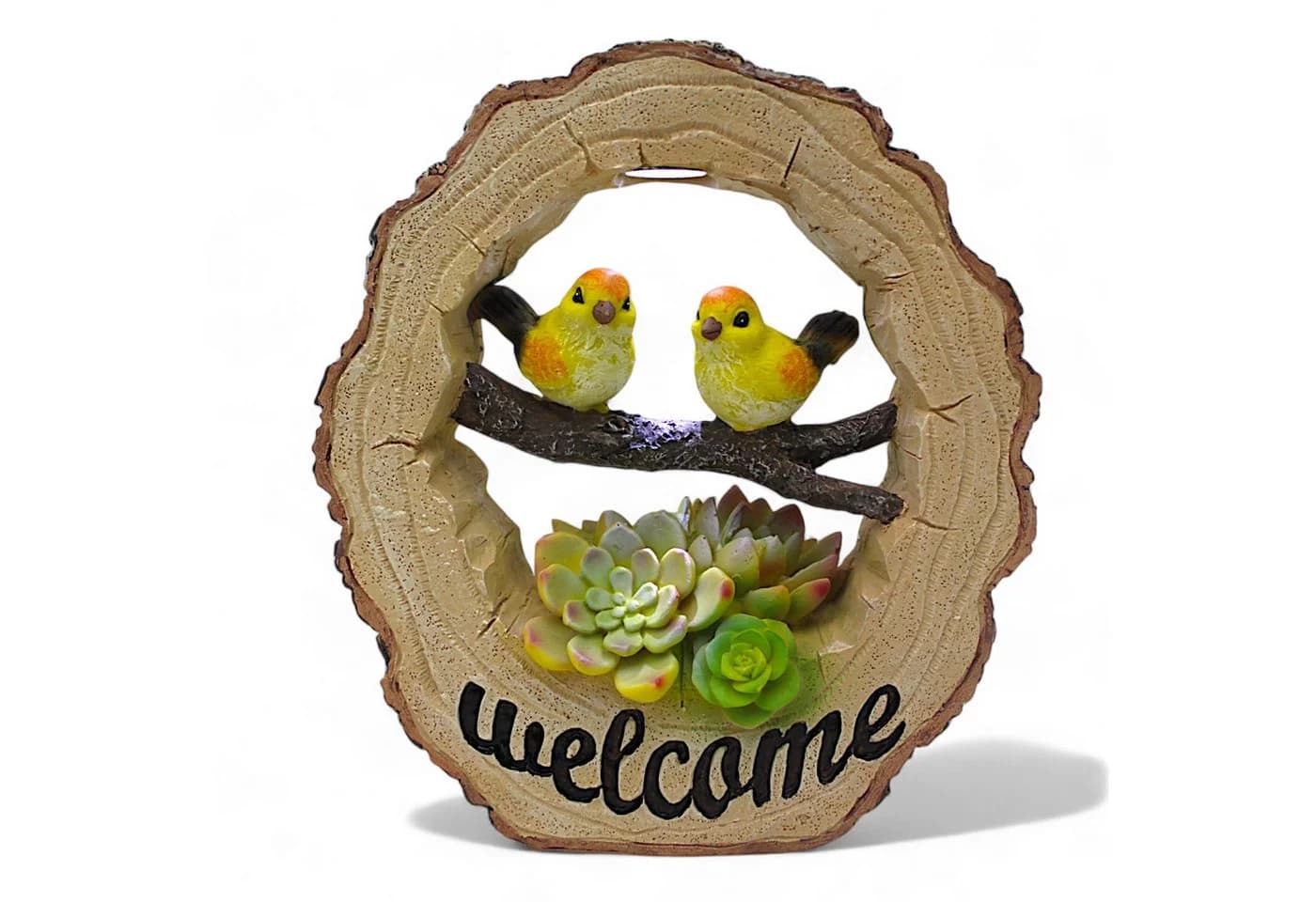 Arnusa Gartenfigur Solar Welcome Schild Gartendeko beleuchtet Holzoptik - Bild 2