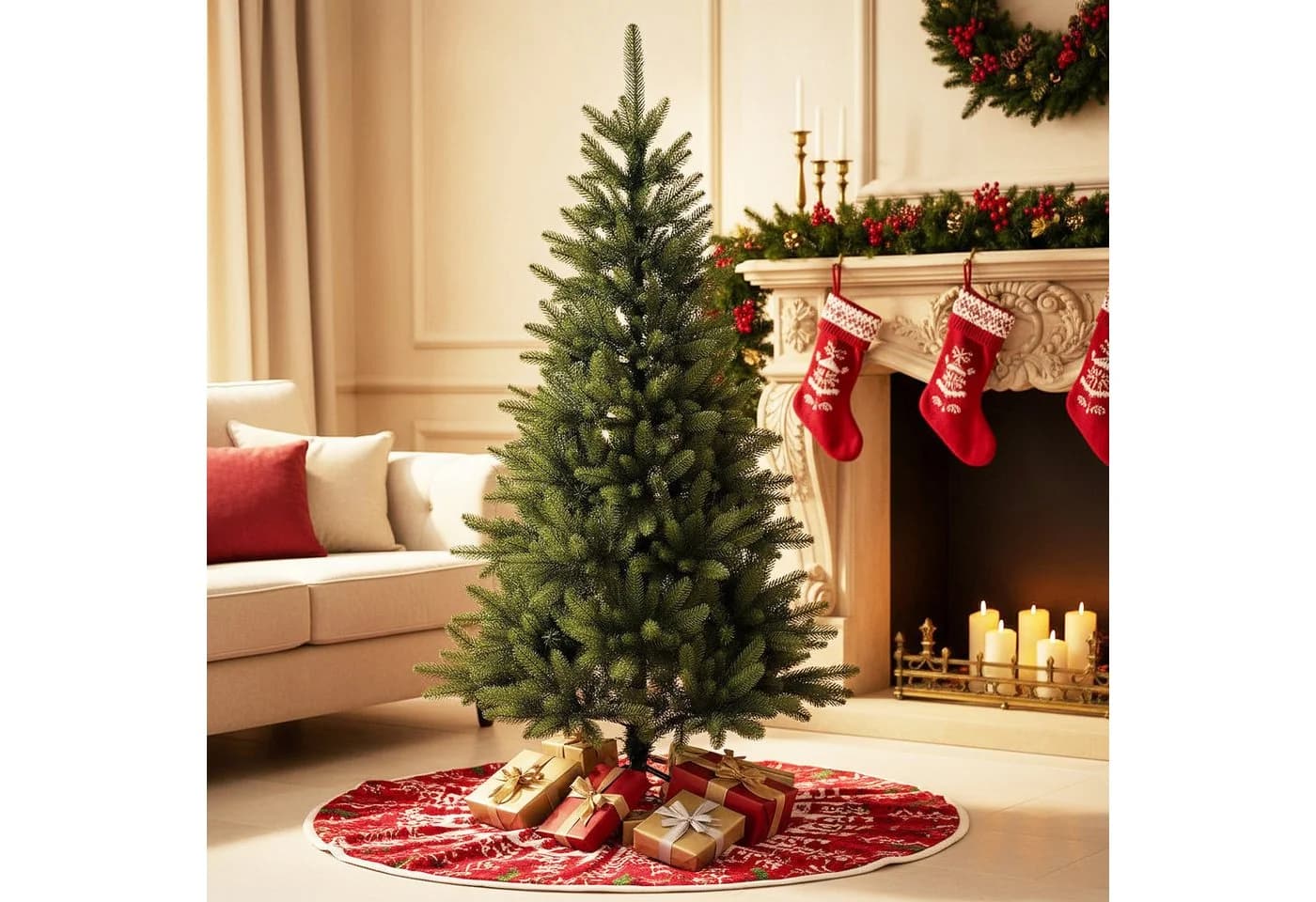Arnusa Künstlicher Weihnachtsbaum 150 cm PE Spritzguss Premium mit Klappsystem
