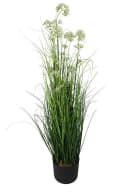 Arnusa Kunstgras 90 cm mit weißen Blüten im Topf Bild 2