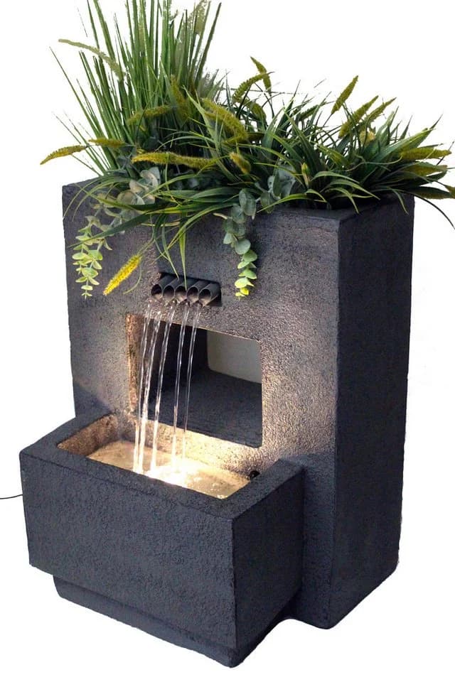 Arnusa Gartenbrunnen LED Grau Betonoptik Komplett-Set - Bild 2