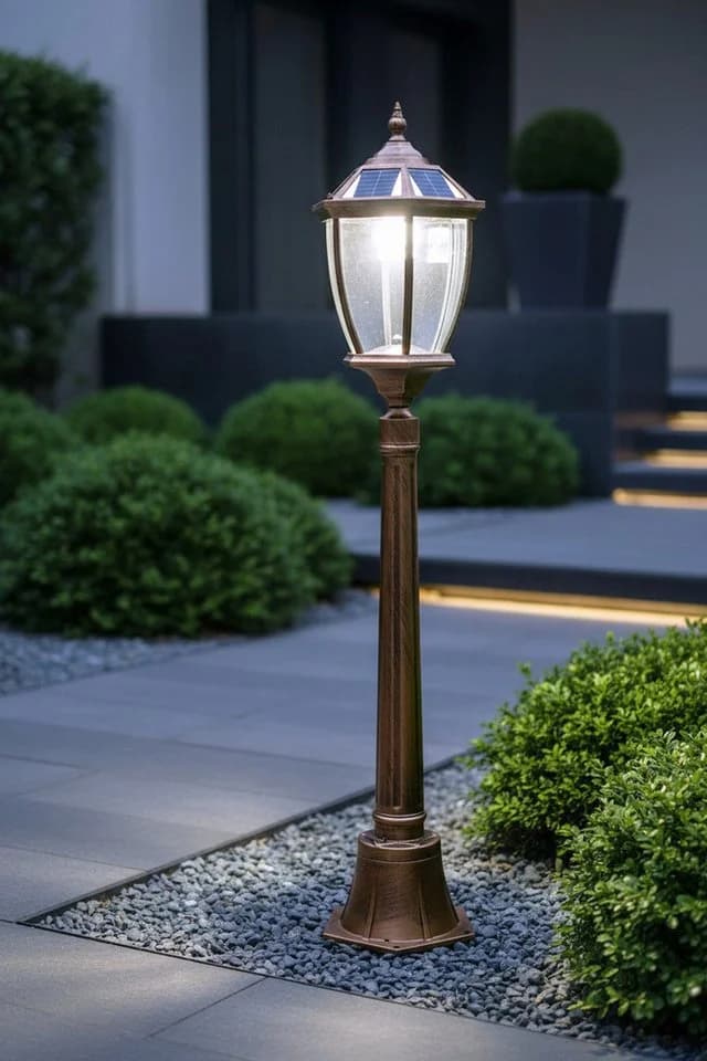 Arnusa LED Solar-Gartenleuchte Kupferfarben Duo Color