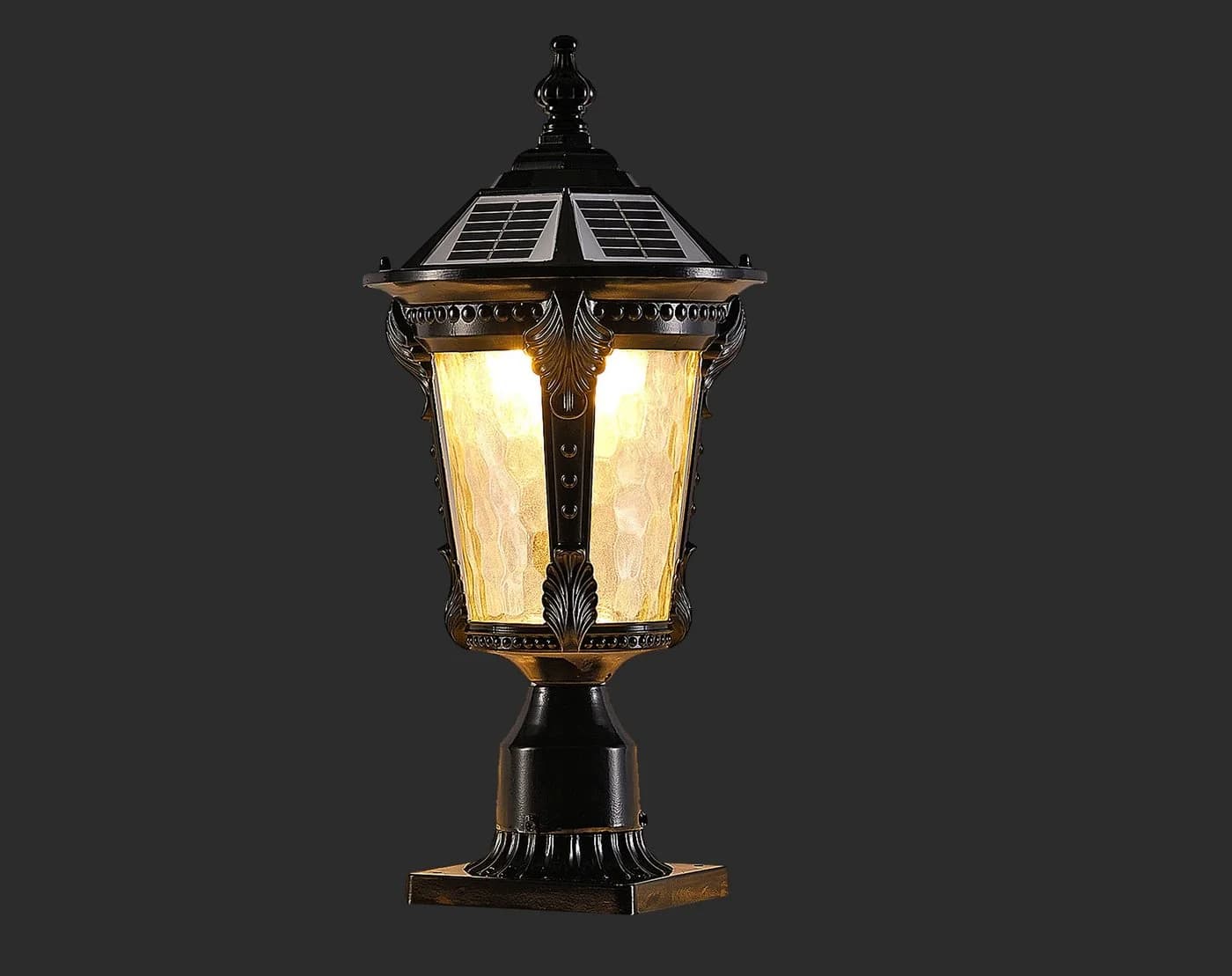 Arnusa LED Solarleuchte Sockelleuchte Schwarz Außenleuchte Solarlampe Gartenleuchte - Bild 3