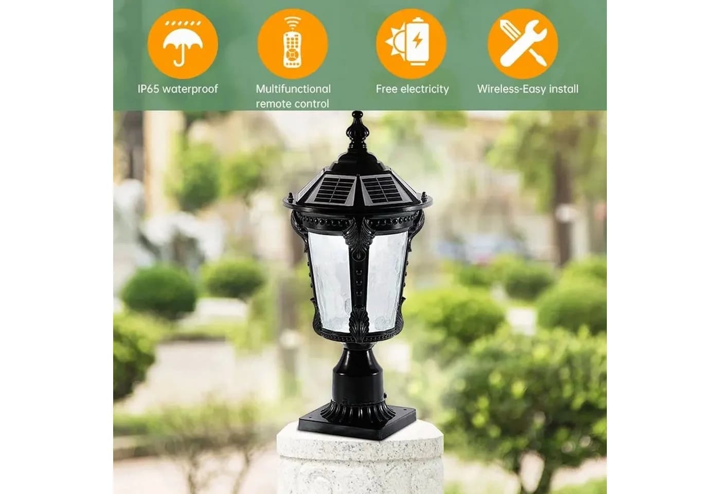Arnusa LED Solarleuchte Sockelleuchte Schwarz Außenleuchte Solarlampe Gartenleuchte - Bild 5