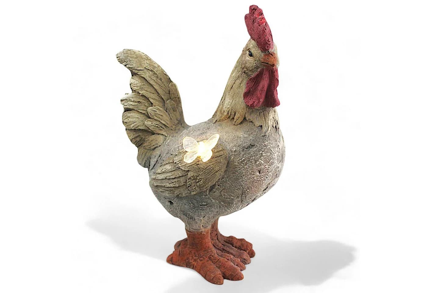Arnusa Gartenfigur Hahn mit Solarbeleuchtung Steinoptik - Bild 2