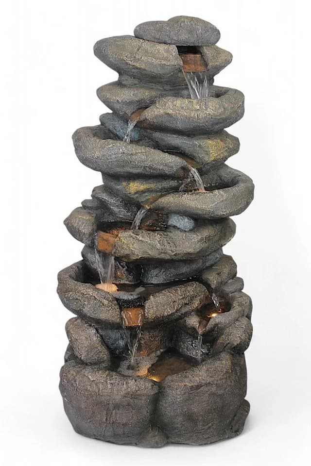 Arnusa Gartenbrunnen Wasserfall 100 cm LED-Beleuchtung