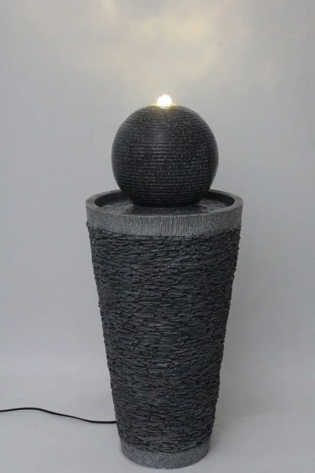 Arnusa Gartenbrunnen Springbrunnen mit LED Beleuchtung Kugel Brunnen Gartendeko