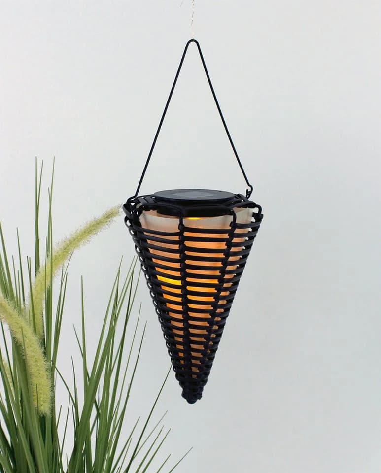 Arnusa LED Solarleuchte Hängelampen 2er Set Rattan-Optik Warmweiß