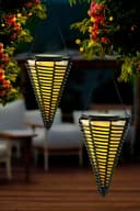 Arnusa LED Solarleuchte Hängelampen 2er Set Rattan-Optik Warmweiß Bild 2