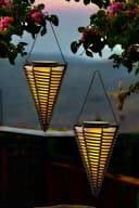 Arnusa LED Solarleuchte Hängelampen 2er Set Rattan-Optik Warmweiß Bild 3
