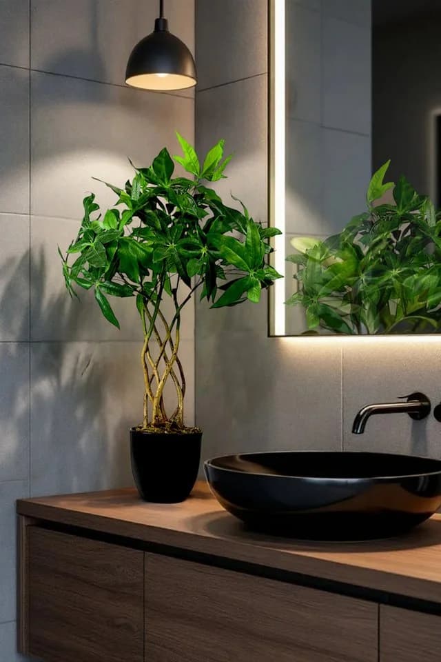 Arnusa Kunstpflanze Immergrün mit Flecht-Stamm