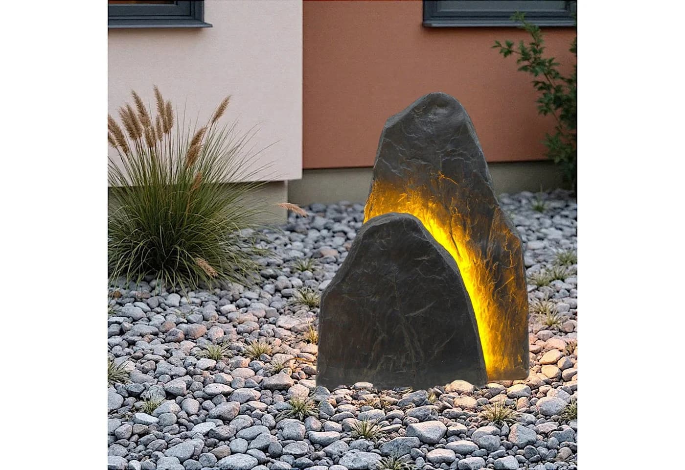 Arnusa Leuchtfelsen Gartenbeleuchtung LED Gartenfelsen Stein Polyresin - Bild 5