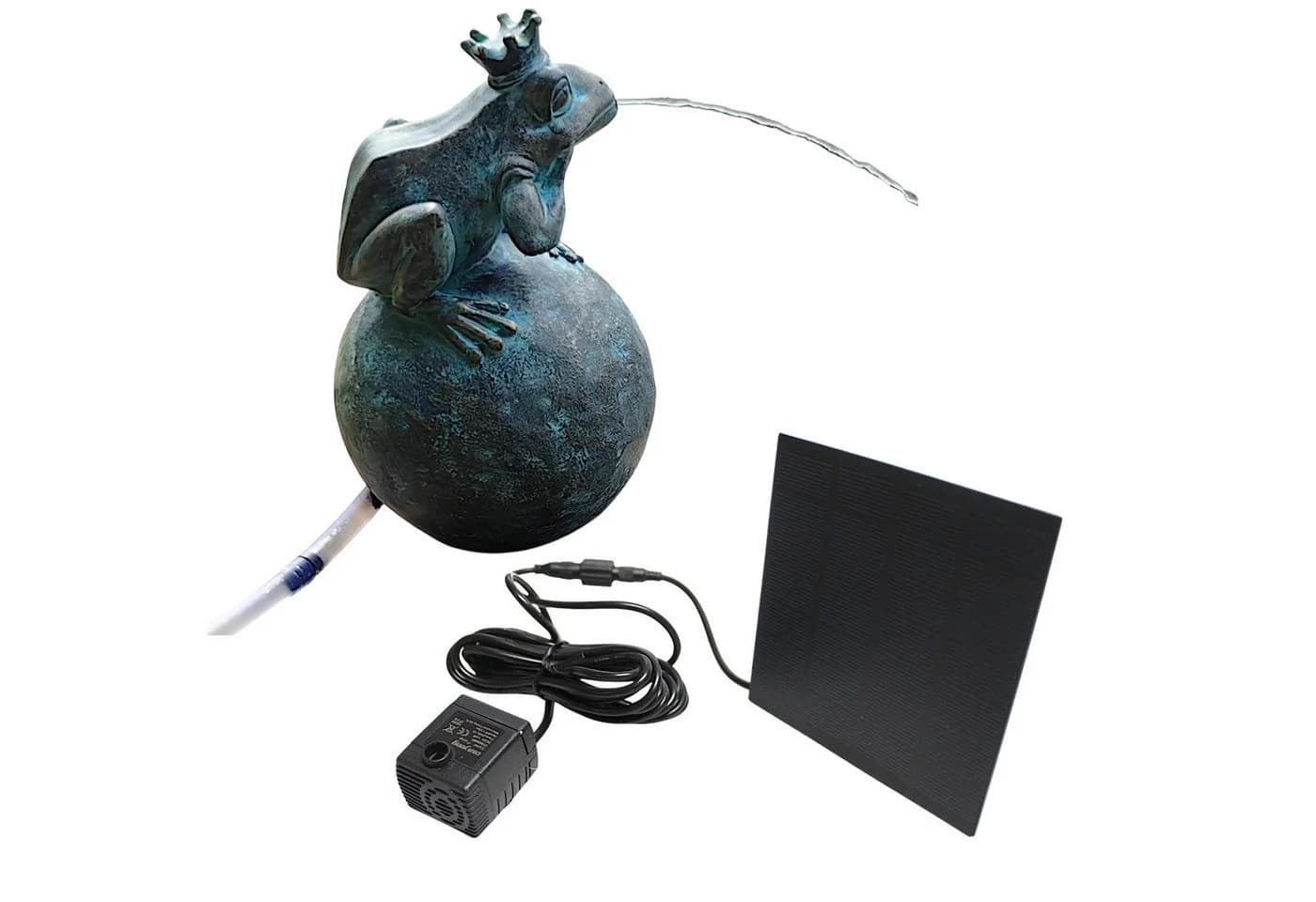 Arnusa Solarbrunnen Froschkönig 21 cm Bronzeoptik Teichfigur - Bild 2
