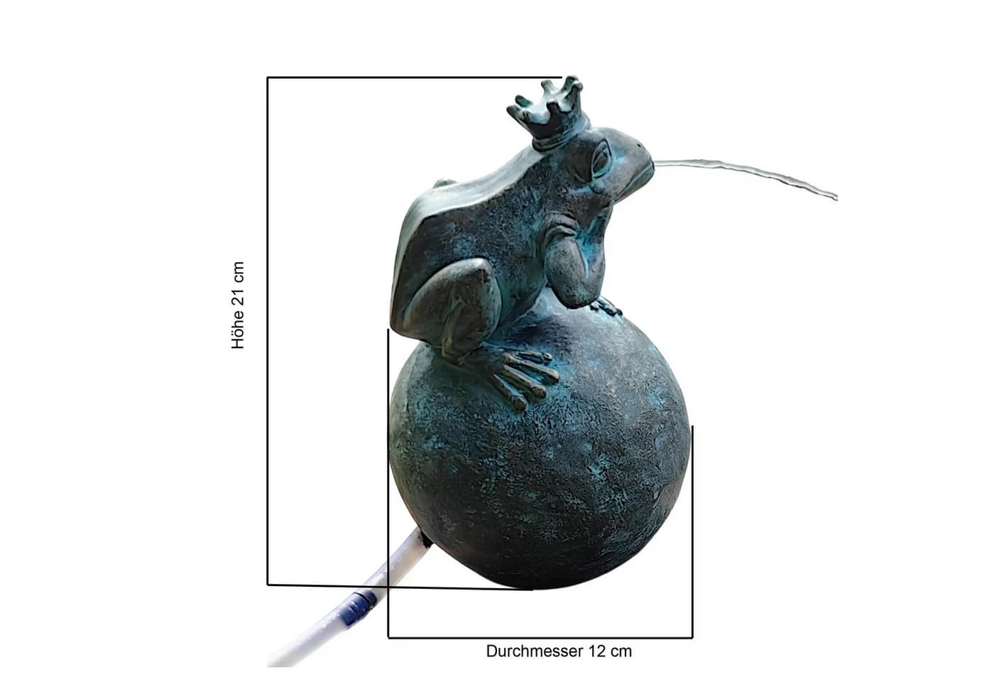 Arnusa Solarbrunnen Froschkönig 21 cm Bronzeoptik Teichfigur - Bild 4