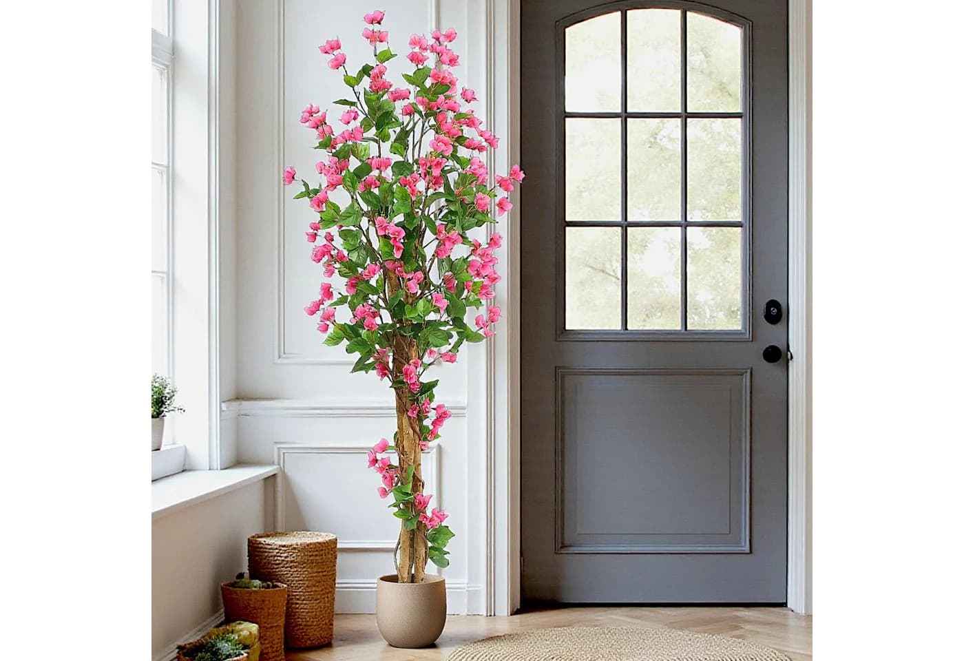 Arnusa Kunstpflanze Bougainvillea Rosa 180 cm mit Echtholz-Stamm - Bild 4