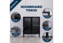 Coemo Highboard TOKIO Schwarz Metall 2 Glastüren Modernes Sideboard Bild 4