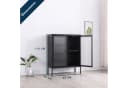 Coemo Highboard TOKIO Schwarz Metall 2 Glastüren Modernes Sideboard Bild 5