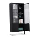 Coemo Vitrine Tokio Schwarz Metall Glastüren Moderner Hochschrank Bild 2