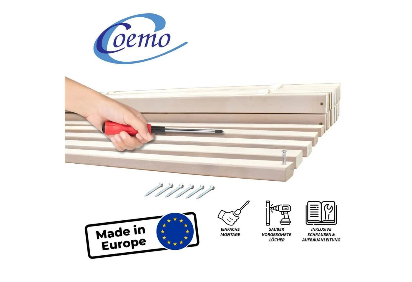 Coemo Rollrost 70x200 Birke 25 Leisten Stabil - Bild 2
