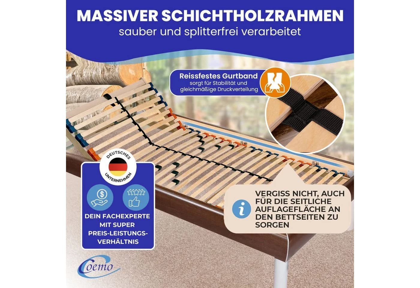 Coemo Lattenrost MULTIRA 90x200 cm manuell verstellbar Bausatz - Bild 5