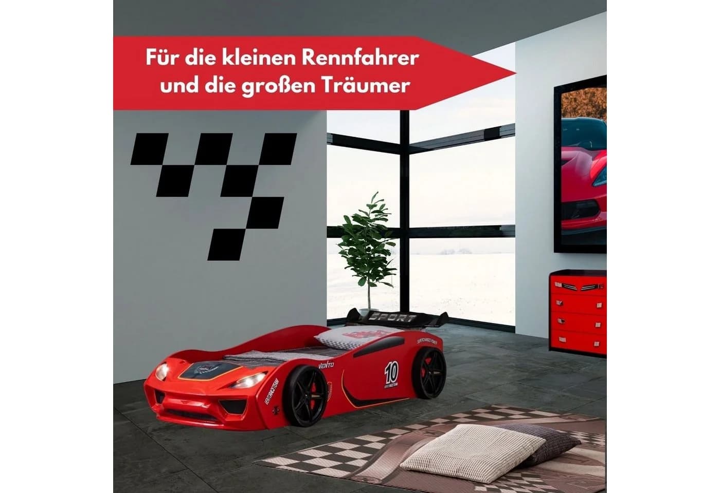 Coemo Dream Racer Rennwagenbett Rot LED-Licht - Bild 5