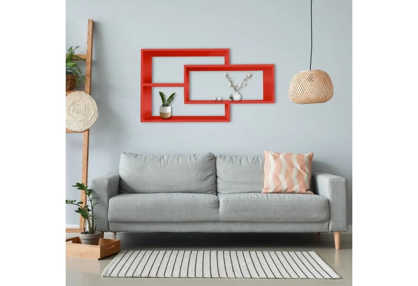 TRAUMMÖBEL Wandregal KARO Modernes Schweberegal Rot 104 cm - Bild 4