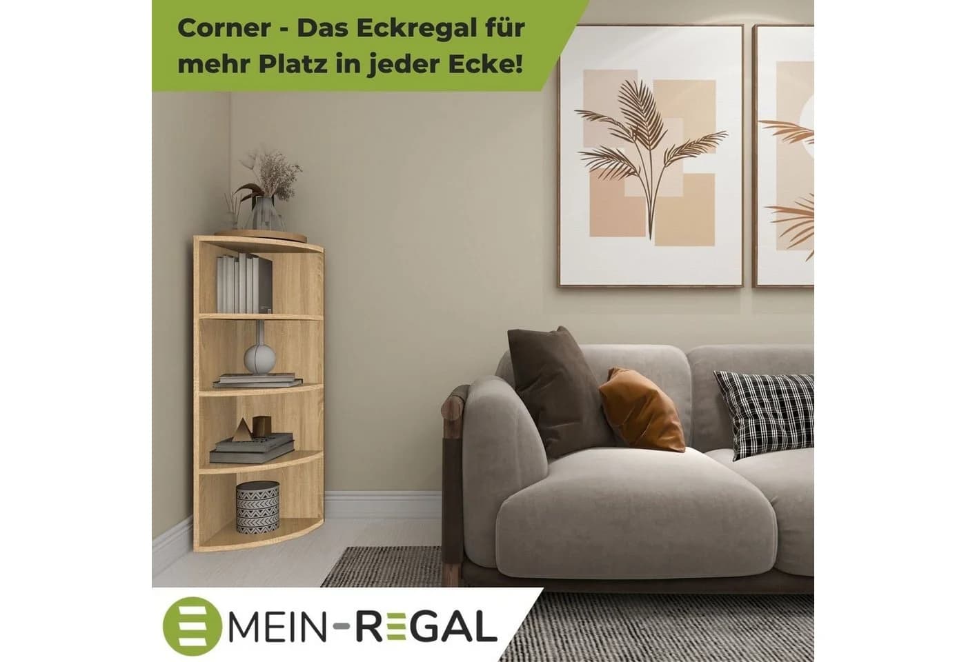 Coemo Eckregal CORNER 120 Natur 4 Fächer Holzregal - Bild 4