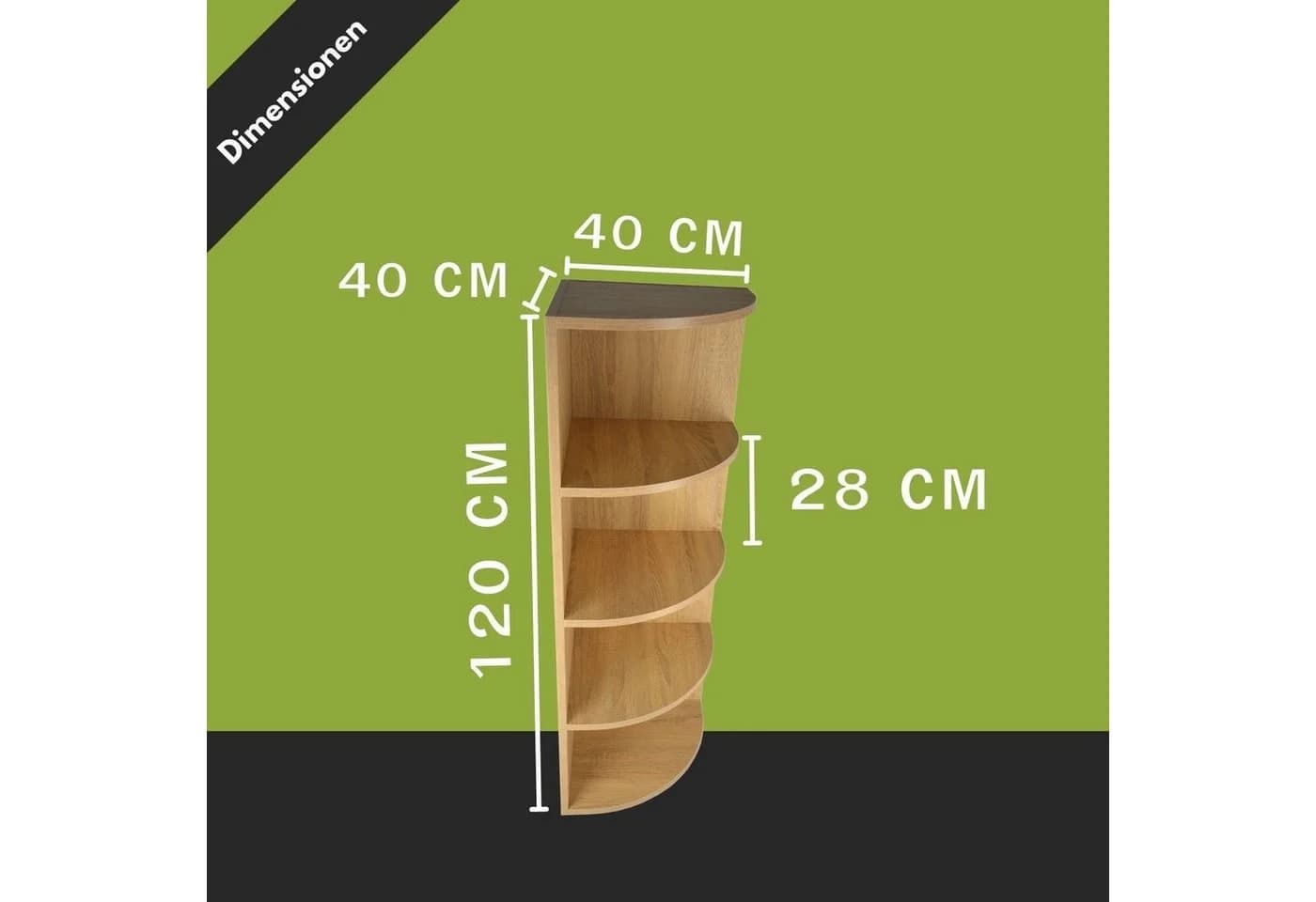Coemo Eckregal CORNER 120 Natur 4 Fächer Holzregal - Bild 5