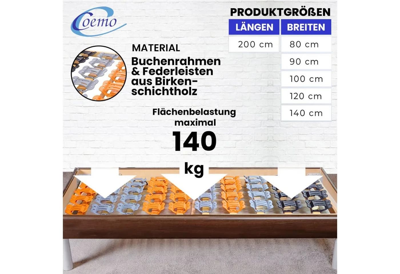 Coemo CubiFlex Tellerlattenrost Kopfteil nicht verstellbar, Fußteil nicht verstellbar - Bild 5