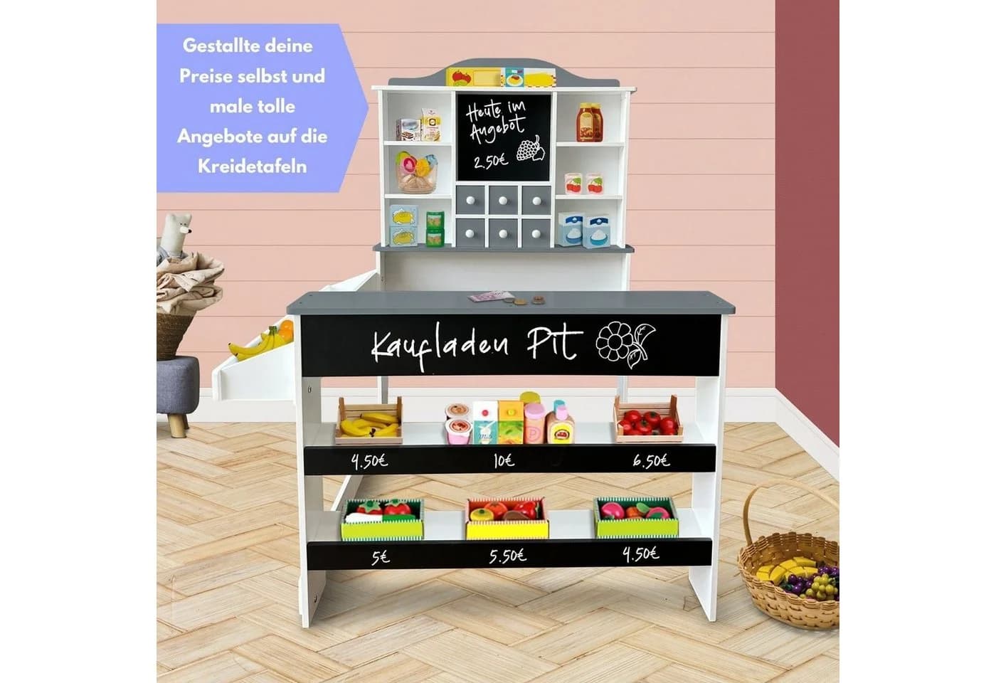Coemo Kaufladen PIT Grau mit Kreidetafel und Schubladen - Bild 3